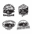 vintage monochrome hot rod garage logo design vector image
