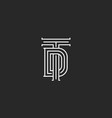 monogram td or dt initials of the logo vector image vector image