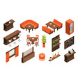 isometric restaurant interior set vector image