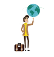 traveller man spinning globe on finger vector image