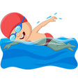 Cartoon little boy swimmer in the swimming pool Vector Image