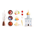 orthodox easter realistic set vector image