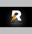 r letter logo design with lighting thunder bolt vector image