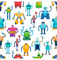 cute cartoon robot characters seamless pattern vector image vector image