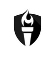 torch logo with shield concept vector image vector image