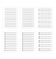 set of six types music note staves a4 sheets vector image vector image