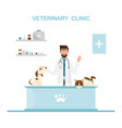 veterinarian and doctor with pet on counter vector image