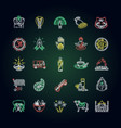indian culture neon light icons set vector image