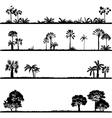 set of palm tree silhouettes vector image