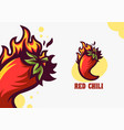 hot red chili pepper cartoon with burning flames vector image vector image