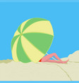 woman on beach under umbrella summer ocean vector image vector image