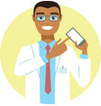 young doctor pointing on smartphone vector image vector image