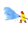 fireman extinguishes fire spraying vector image vector image