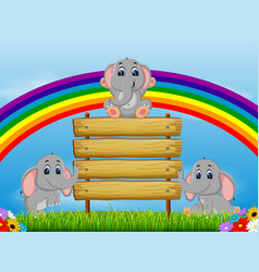 A colorful rainbow with the garden view Royalty Free Vector