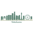 abstract yokohama japan city skyline with color vector image