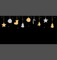 holiday banner with hanging glitter covered balls vector image