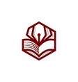 pen book logo design education of logo vector image