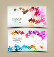 business cards with mosaic made from puzzle pieces vector image