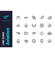 aviation transport for air tourism icons set vector image