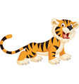 Cartoon tiger jumping through ring with circus Vector Image