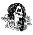 girl with skeleton make up hand drawn vector image vector image
