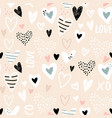 seamless childish pattern with hand drawn hearts vector image