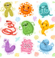 viruses and bacteria cartoon seamless pattern vector image vector image