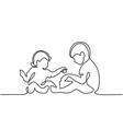 toddler girl playing with her newborn brother vector image