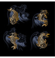 golden fish koi japanese vintage print vector image