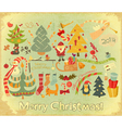 merry christmas card with santa claus vector image vector image
