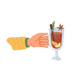 mulled wine served in glass cup hot beverages vector image