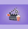 cinema art movie watching with popcorn 3d web vector image