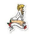 tattoo style sticker a pinup girl wearing vector image vector image