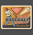 baseball sport match invitation batter player vector image vector image
