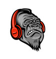 gorilla headphones head mascot retro vector image