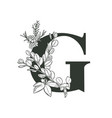 floral letter g on white background vector image vector image