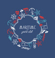 maritime yacht club round figured frame poster vector image