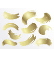 set gold brush strokes with glitter vector image