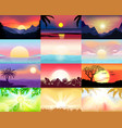 sunset sunrise with hawaii palms vector image