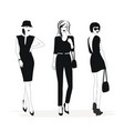 fashion woman silhouettes in black and white vector image vector image