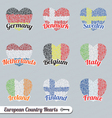 europe country heart labels and icons vector image vector image