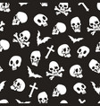 halloween skulls monochrome seamless pattern vector image