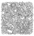 summer beach cartoon doodles vector image