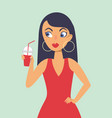 young girl drinking smoothie vector image vector image