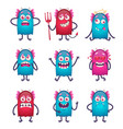 colourful cartoon monster set vector image vector image