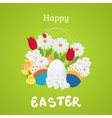 happy easter card with eggs flowers poster vector image vector image