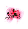 inscription hello summer on a pink background vector image vector image
