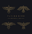 flying bird and wings mono line logo vector image vector image