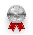 realistic trophy silver medal decorated by red vector image