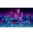 Background with night city in neon lights Vector Image